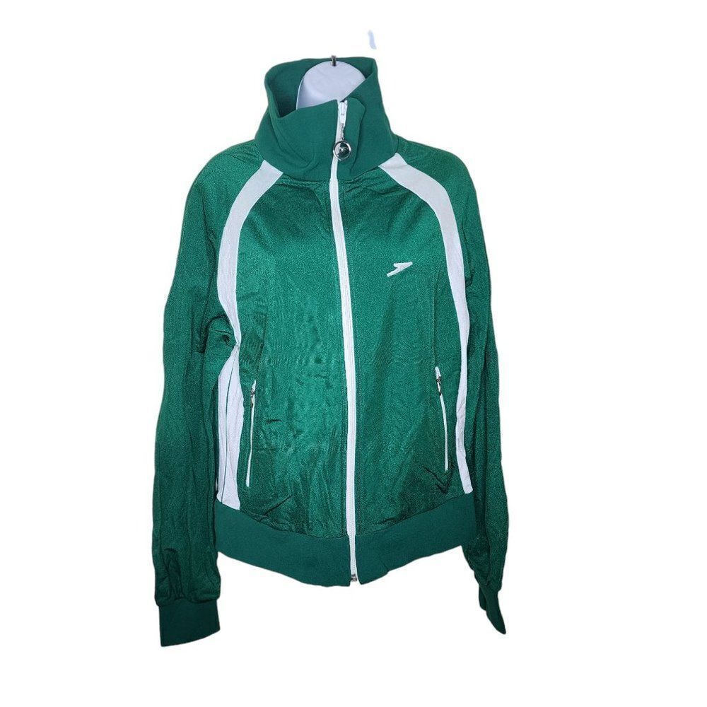 Vintage Speedo Full Zip Track Jacket Womens Size M Green NEW Deadstock